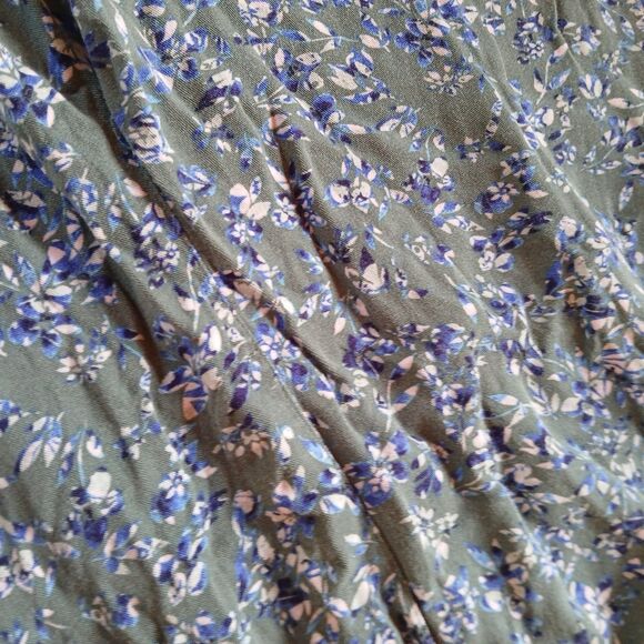 Jessica Simpson Pants XXL Green Floral Blue Pull On Light Womens Cottagecore - Picture 7 of 12